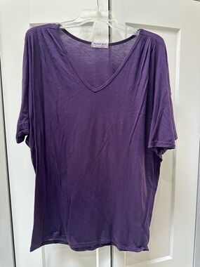 Michael Stars Purple V-Neck Short Sleeve Tee